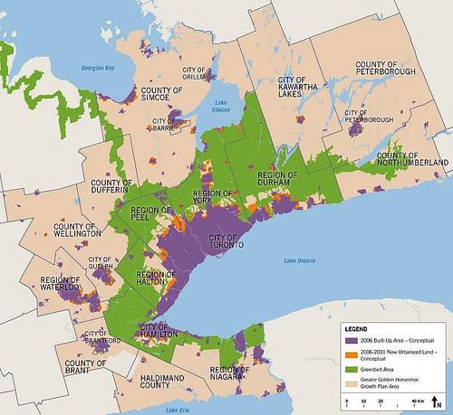 Ontario's 'Growth Plan for the Greater GTA' mandates less urban sprawl and more intensification, which in turns leads to less greenfield housing supply and higher prices