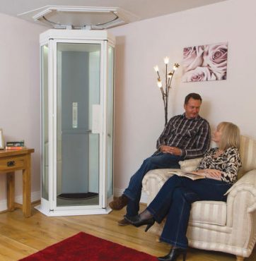 It may look like a Star Trek pod, but in-home elevators don't need much space, and allow seniors to enjoy life on all floors of an existing home
