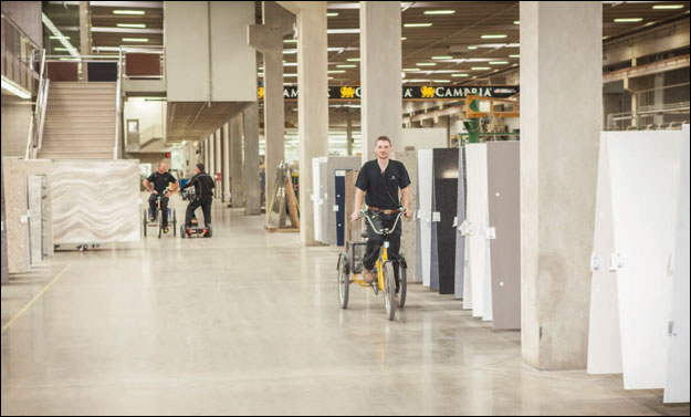 5) Ride on The production facility is so large that employees use bicycles to get around.