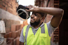 Exhausted construction worker